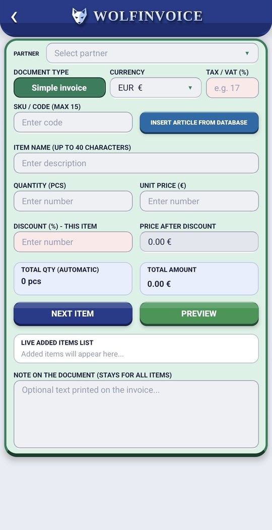 WolfInvoice – Invoices, orders and PDFs on your phone